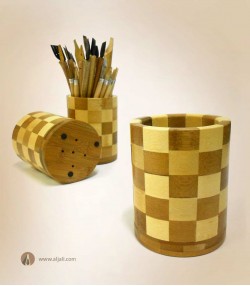 مقلمة بامبو اسطوانية بنمط مربعات  مقلمة بامبو اسطوانية بنمط مربعات